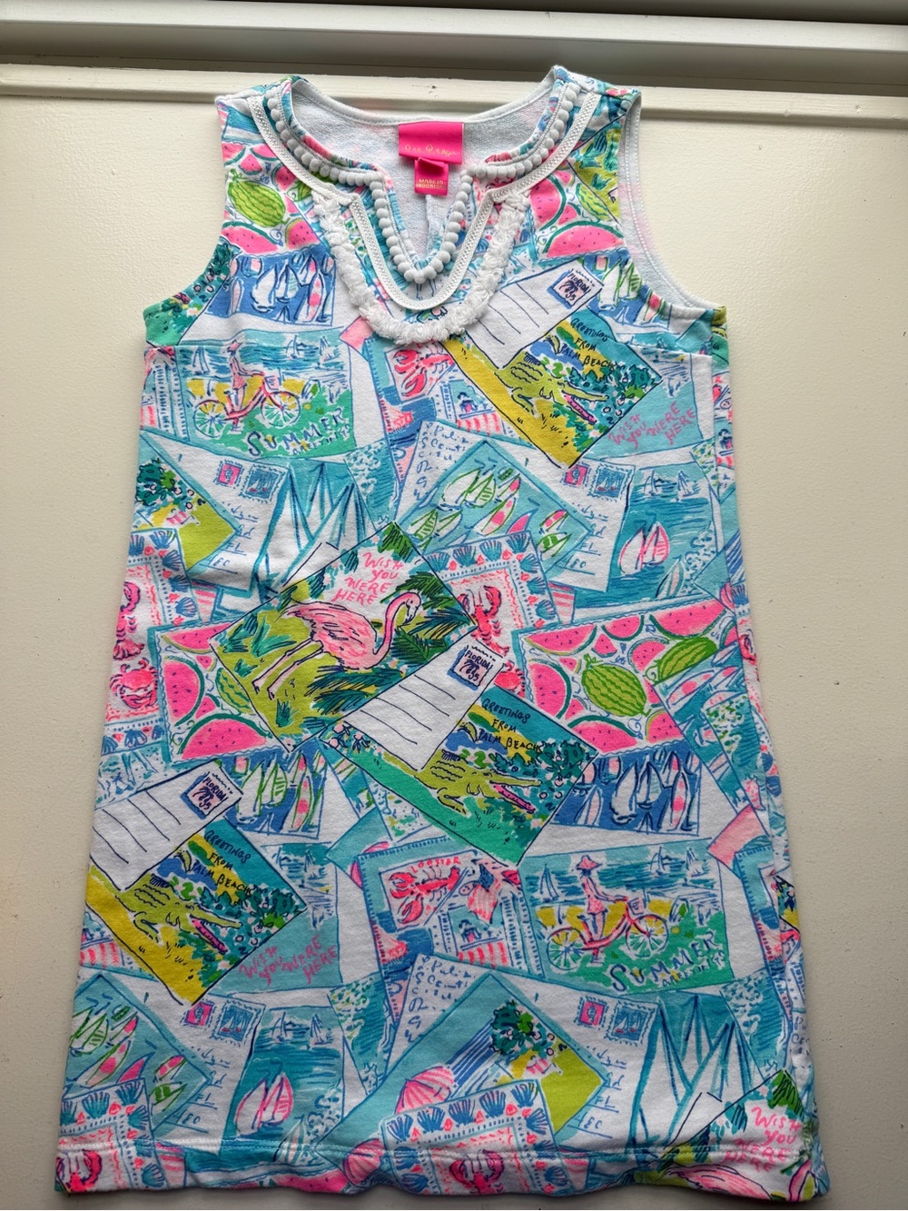 Lilly Pulitzer Pink Logo Pom-Trim Tank Top